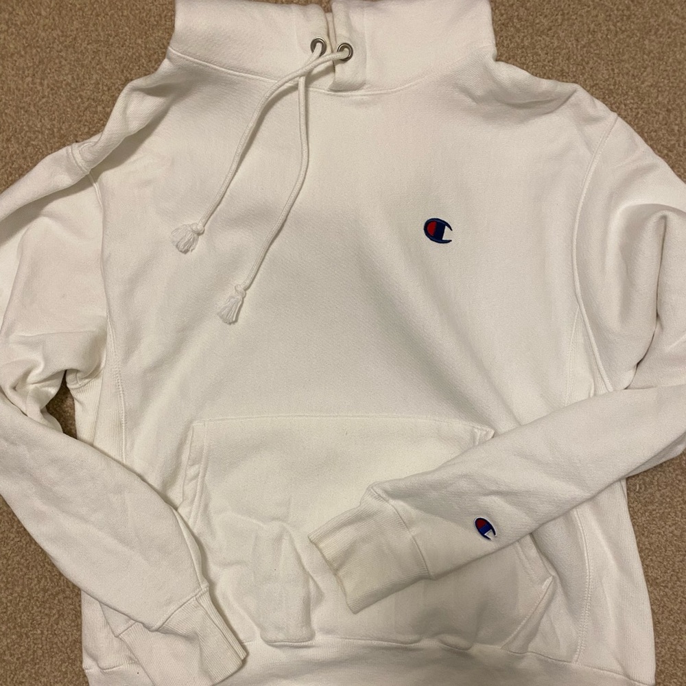 White Champion Reverse Weave Hoodie Size Medium